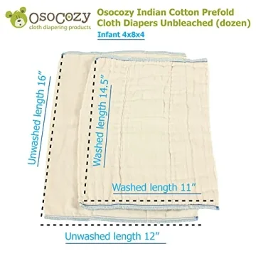 OsoCozy Unbleached Prefold Cloth Diapers - Soft & Eco-Friendly