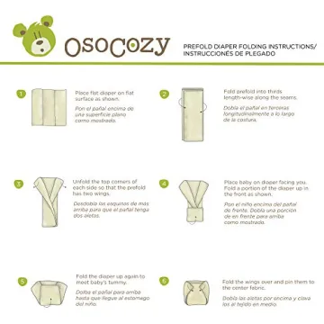 OsoCozy Unbleached Prefold Cloth Diapers - Soft & Eco-Friendly