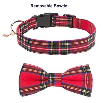 Stylish Adjustable Christmas Dog Collar with Bowtie