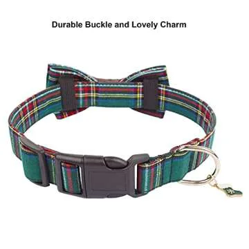Stylish Adjustable Christmas Dog Collar with Bowtie