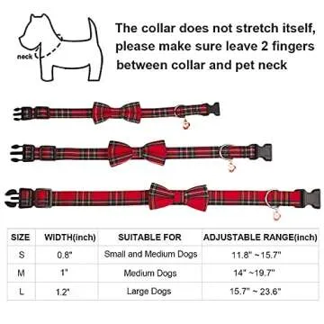 Stylish Adjustable Christmas Dog Collar with Bowtie