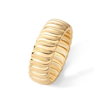 PAVOI 14K Yellow Gold Plated Chunky Statement Ring for Women | Durable and Stylish Wide Band | Size ...