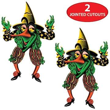 Beistle Vintage Halloween Jointed Witch Goblin Cut Outs