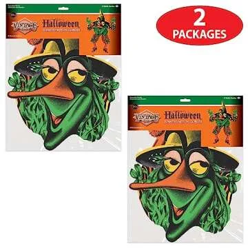 Beistle Vintage Halloween Jointed Witch Goblin Cut Outs