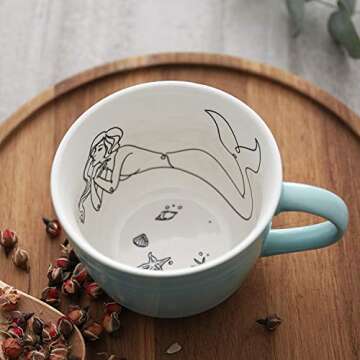 LIFVER Large Coffee Mug, 17 Ounces Jumbo Porcelain Soup Mug of Mermaid Art Pattern Mug for Cappuccino, latte, Soup, Cereal