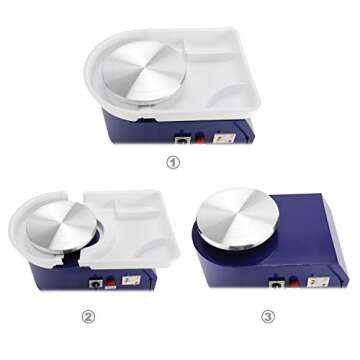 YaeKoo 25CM 350W Electric Pottery Wheel Machine Ceramic Clay Work Forming Machine with Foot Pedal Removable Detachable ABS Basin DIY Clay Art Craft Shaping Tools (Blue Color)