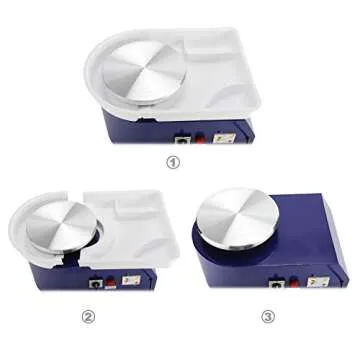 YaeKoo 25CM 350W Electric Pottery Wheel Machine Ceramic Clay Work Forming Machine with Foot Pedal Removable Detachable ABS Basin DIY Clay Art Craft Shaping Tools (Blue Color)