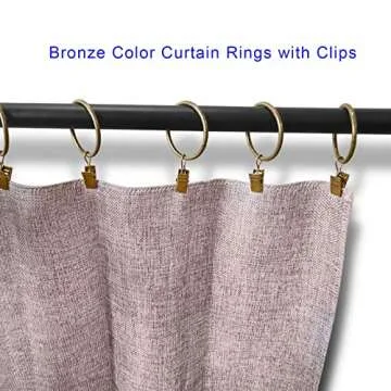 LLPJS 20 Pack Metal Curtain Rings with Clips, Curtain Clip Rings Hooks for Hanging Drapery Drapes Bows, Curtain Rod Rings 1.5 inch Interior Diameter, Bronze