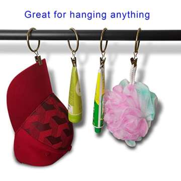 LLPJS 20 Pack Metal Curtain Rings with Clips, Curtain Clip Rings Hooks for Hanging Drapery Drapes Bows, Curtain Rod Rings 1.5 inch Interior Diameter, Bronze