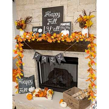 DearHouse 2 Pack Fall Garland Maple Leaf, 5.9Ft/Piece Hanging Vine Garland Artificial Autumn Garland...
