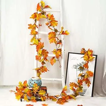 DearHouse Maple Leaf Garland 5.9Ft Autumn Hanging Decor