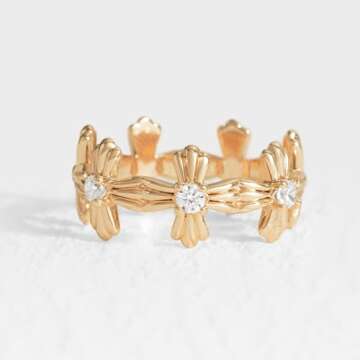 LADYGD Gold Rings for Women Trendy 14K Gold Plated Cubic Zirconia Heart Cross Stackable Rings Simple Statement Rings Finger Gold Jewelry Gifts