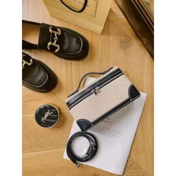 Rejolly Crossbody Bag for Women L19 Pouch Top-Handle Linen Cloth Bag Designer Shoulder Handbag Quiet Luxury Trendy Purse Canvas Black