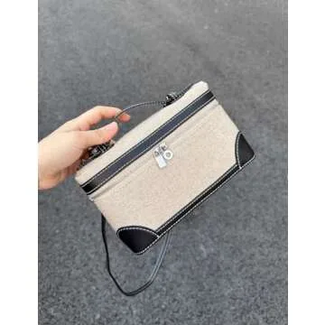 Rejolly Crossbody Bag for Women L19 Pouch Top-Handle Linen Cloth Bag Designer Shoulder Handbag Quiet Luxury Trendy Purse Canvas Black