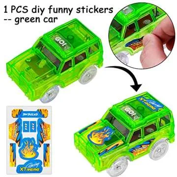 Tracks Cars Replacement Only - Light Up Magic Cars for Tracks Compatible with Glow in The Dark Toy Cars with 5 LED Flashing Lights for Most Race Tracks Only Toy Cars Track Car Accessories (4 Pack)