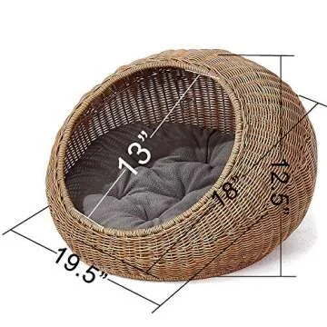 D+GARDEN Wicker Cat Bed Dome for Medium Indoor Cats