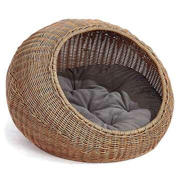 D+GARDEN Wicker Cat Bed Dome for Medium Indoor Cats