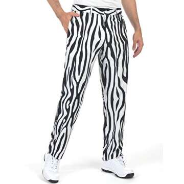 Bakery Men's Golf Pants Stretch Lightweight Straight Relaxed Fit Flat Front, Zebra Striped, 40W x 32L