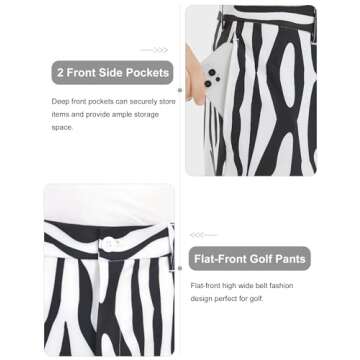 Bakery Men's Golf Pants Stretch Lightweight Straight Relaxed Fit Flat Front, Zebra Striped, 40W x 32L