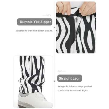 Bakery Men's Golf Pants Stretch Lightweight Straight Relaxed Fit Flat Front, Zebra Striped, 40W x 32L