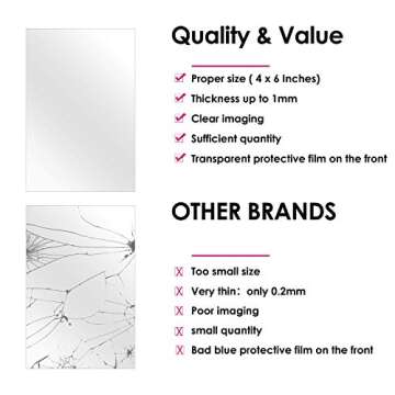 BBTO 20 Pcs Home Gym Mirror Sheets Self Adhesive Non Glass Cut to Size Mirror Stickers Tiles for DIY Craft Home Wall Decoration(4''x 6'')