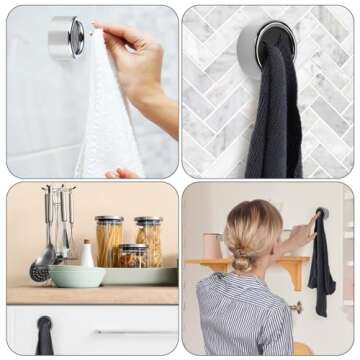 Prasacco Tea Towel Holders - Self-Adhesive Hooks for Home