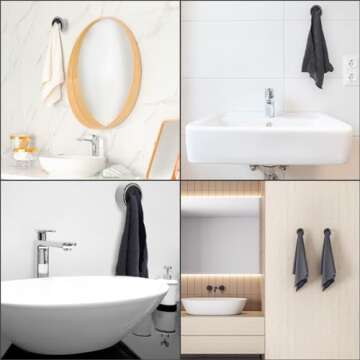 Prasacco Tea Towel Holders - Self-Adhesive Hooks for Home