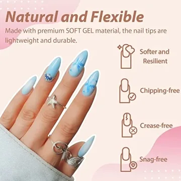 UNA GELLA Almond Fake Nails – 216pcs for Easy DIY Manicure