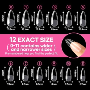 UNA GELLA Almond Fake Nails – 216pcs for Easy DIY Manicure