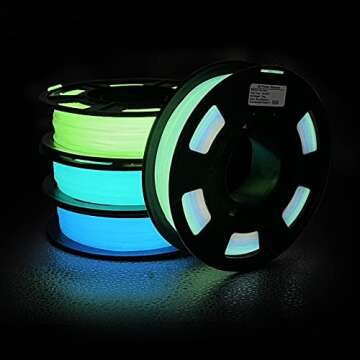 iSANMATE 3D Printer Filament Bundle, Glow in The Dark Filament Multicolor, Green, Blue and Blue-Gree...