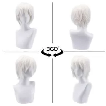 Kadiya Anime Silver White Cosplay Wig Synthetic Party Hair For Boy Teens