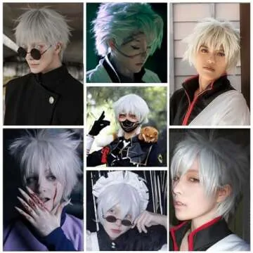 Kadiya Anime Silver White Cosplay Wig Synthetic Party Hair For Boy Teens