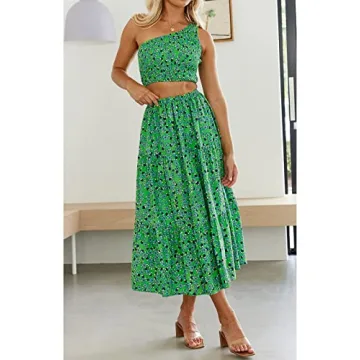 ZESICA Women’s Summer Plaid Flowy Maxi Skirt with Pockets