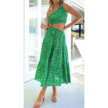 ZESICA Women’s Summer Plaid Flowy Maxi Skirt with Pockets