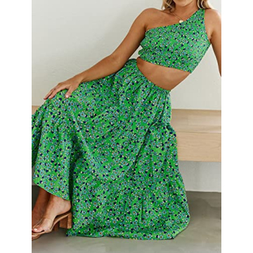 ZESICA Women’s Summer Plaid Flowy Maxi Skirt with Pockets