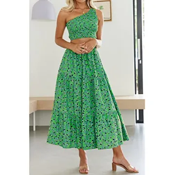 ZESICA Women’s Summer Plaid Flowy Maxi Skirt with Pockets