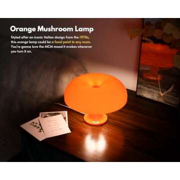 UEHICT Orange Mushroom Lamp, Dimmable Donut Lamp with 3 Lighting Modes, 70s Retro Mid Century Modern...