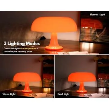 UEHICT Orange Mushroom Lamp, Dimmable Donut Lamp with 3 Lighting Modes, 70s Retro Mid Century Modern Lamp, Mushroom Table Lamp for Bedroom Living Room, Home Decor Aesthetic Lamp, Cool Lamp Gift Idea
