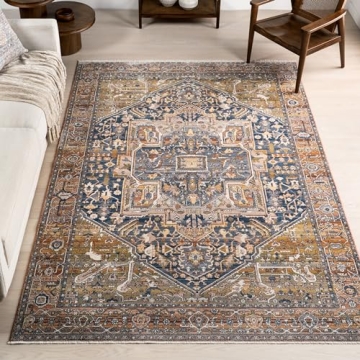 nuLOOM Harriet Vintage Medallion Fringe Area Rug - 8x10 Area Rug Traditional Rust/Multicolor Rugs fo...