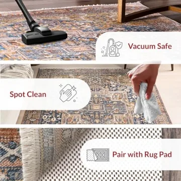 nuLOOM Harriet Vintage Medallion Fringe Area Rug - 8x10 Area Rug Traditional Rust/Multicolor Rugs for Living Room Bedroom Dining Room Kitchen