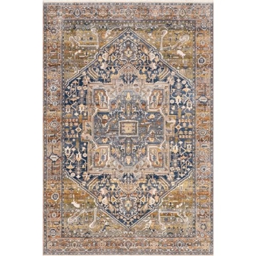 nuLOOM Harriet Vintage Medallion Fringe Area Rug - 8x10 Area Rug Traditional Rust/Multicolor Rugs for Living Room Bedroom Dining Room Kitchen