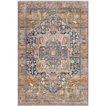 nuLOOM Harriet Vintage Medallion Fringe Area Rug - 8x10 Area Rug Traditional Rust/Multicolor Rugs for Living Room Bedroom Dining Room Kitchen