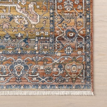 nuLOOM Harriet Vintage Medallion Fringe Area Rug - 8x10 Area Rug Traditional Rust/Multicolor Rugs for Living Room Bedroom Dining Room Kitchen
