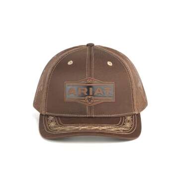 ARIAT Men's Structured Vintage Shield Logo Cap with Mesh Back and Snap Back Closure