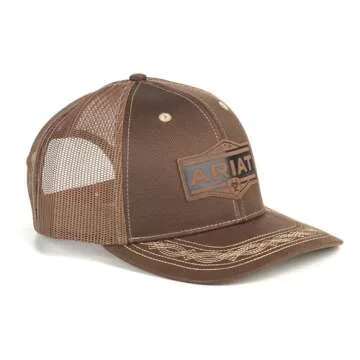 ARIAT Men's Structured Vintage Shield Logo Cap with Mesh Back and Snap Back Closure