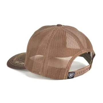 ARIAT Men's Structured Vintage Shield Logo Cap with Mesh Back and Snap Back Closure