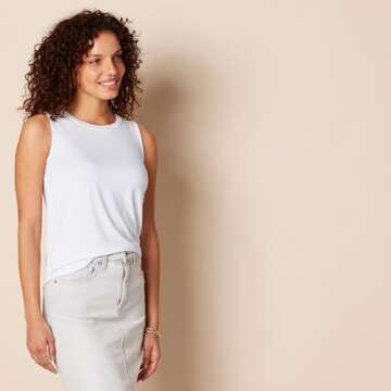 Amazon Essentials Women's Relaxed-Fit Sleeveless Muscle Tank Top - Bright White