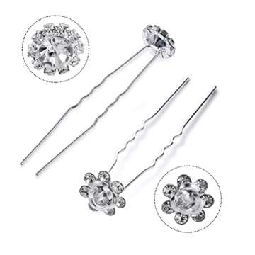 SUMAJU 40 Pieces Bridal Hair Clips - Pearl Rhinestone Hair Pins for Women