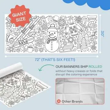 Tiny Expressions Winter Coloring Poster for Kids - Rolled, No Creases 30" x 72" Giant Coloring Table...