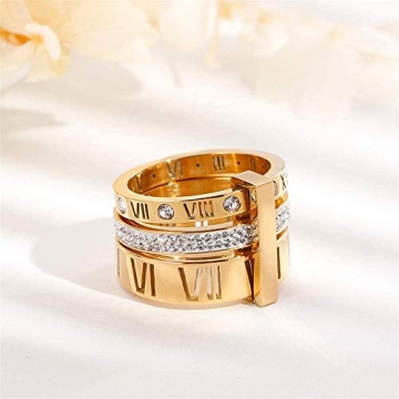 Stylish Stainless Steel Roman Numeral Ring for Women